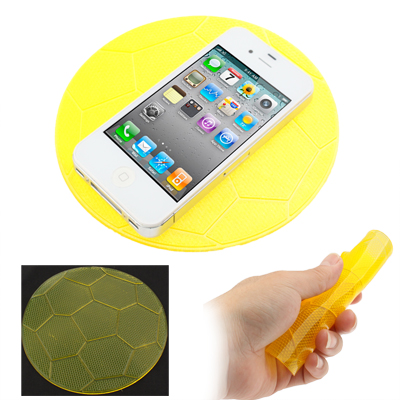 Fooball Style Transparent Super Magic of Silicone Car with Non-slip Pad for Phone / GPS/ MP4/ MP3, Yellow - Click Image to Close